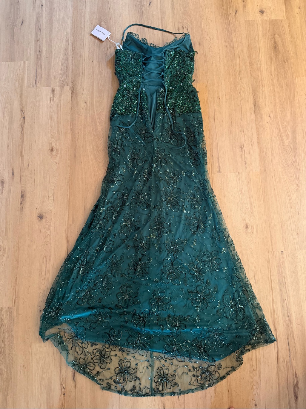 Emerald Green Custom-Made Ballbella Sequin Gown — image 4 of 8